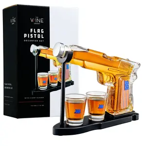 Whiskey Dispenser Set with 2 Glasses - Patriotic Design for Whiskey Lovers - Decanter, Drink