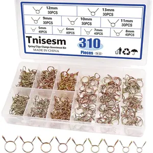 310Pcs 5-13mm 9 Size Spring Clips Clamps Assortment Kit, Fuel Line Hose Tubing Spring Clips Clamps for Motorcycle Scooter ATV