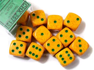 Speckled Lotus D6s (12) | Yellow & Orange | D6 Block | Chessex Dice (12)
