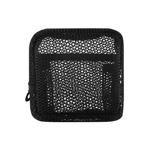 Portable Mini Travel Makeup Bag, Hollow Mesh Design Cosmetic Organizer, Durable Fabric, Unisex, Ideal for Daily Use & Travel Essentials