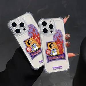 Funny Cartoon Animation Simpsons Phone Case for iPhone 16 15 14 13 12 11 Pro Max X XR XS Max 8 7 Plus, Anti-Drop Transparent Soft Back Cover