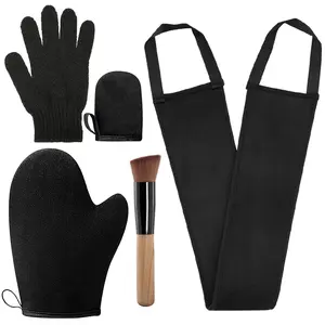 5 Pcs Self Tanning Mitt Applicator Set with Self Tan Glove Tanning Back Lotion Applicator Tanning Brush Tan Face Mitt Exfoliating Glove, for Self Sunless Tanning Tan