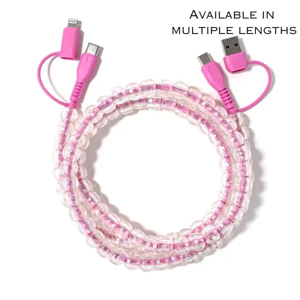 Beaded Phone Charger Bubbles Pink