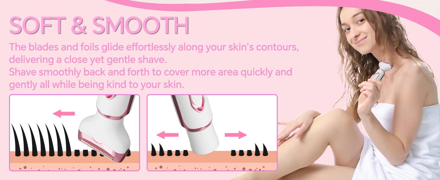 Bikini Trimmer and Shaver Kit for Women - 2-in-1 Wet/Dry Electric Body Hair Trimmer Facial Hair Removal Cordless Waterproof Bikini Shaver Razor for Face Lip Chin Underarm Legs