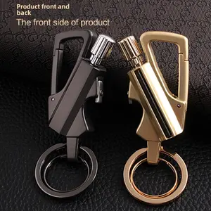 3-in-1 metal keychain waterproof lighter portable bottle opener, durable outdoor pocket tool, can be used as a pull hook and hanger (no kerosene) Lighter