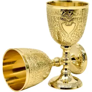 Solid Brass Vintage Golden Roman Chalice Goblet King Arthur Drinking Wine Cup - Renaissance Medieval Vintage Gift