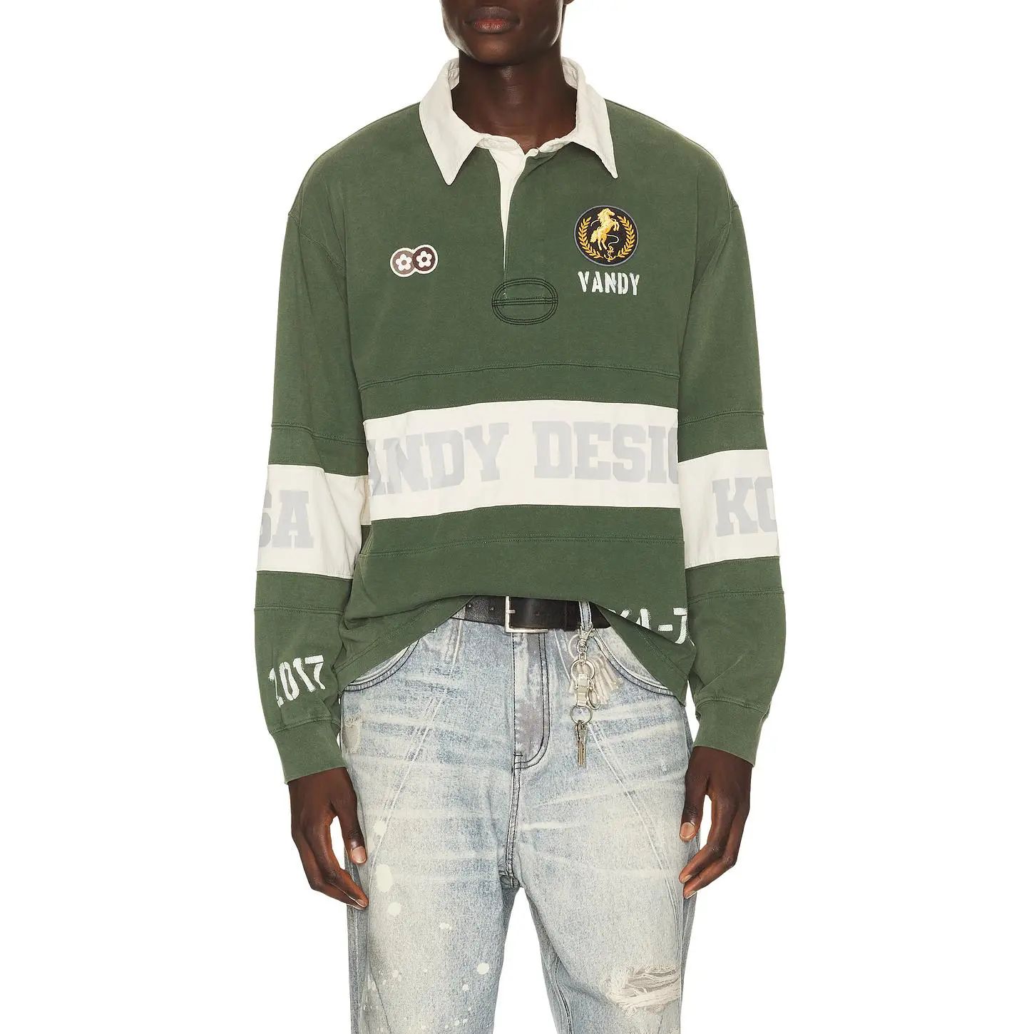 VANDYTHEPINK Washed Long Sleeve Rugby in Green
