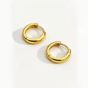 Dainty Thick Polished Gold Huggie Ear RingsLightweight Comfort Fit | Must-Have Staple for Brunch, City Travel & Evening Party Looks! Earrings