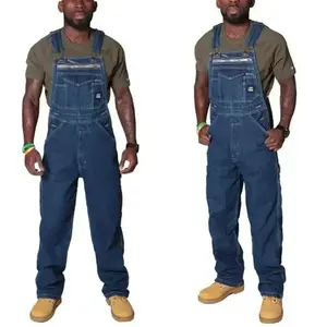 Men’s DuanLei denim bib overalls/jumpsuit — solid-color cargo jeans overall, oversized fit, men’s fashion streetwear, black formal menswear