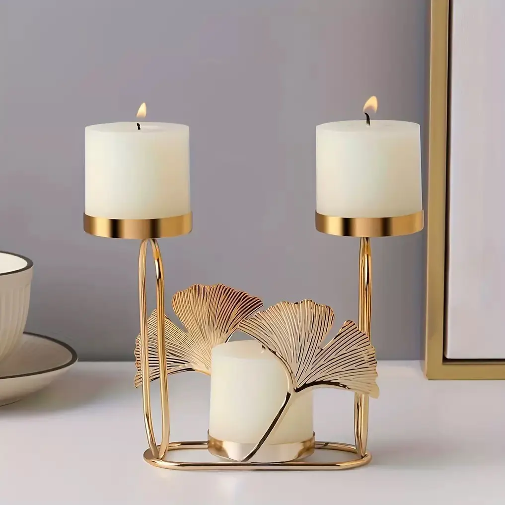 Ginkgo Leaf Design Candle Holder, Tea Light Candle Holders, Iron Art Metal Decor, Iron Craftsmanship, Tabletop Home Decoration, Perfect for Parties and Weddings, Tealight Candle Holder
