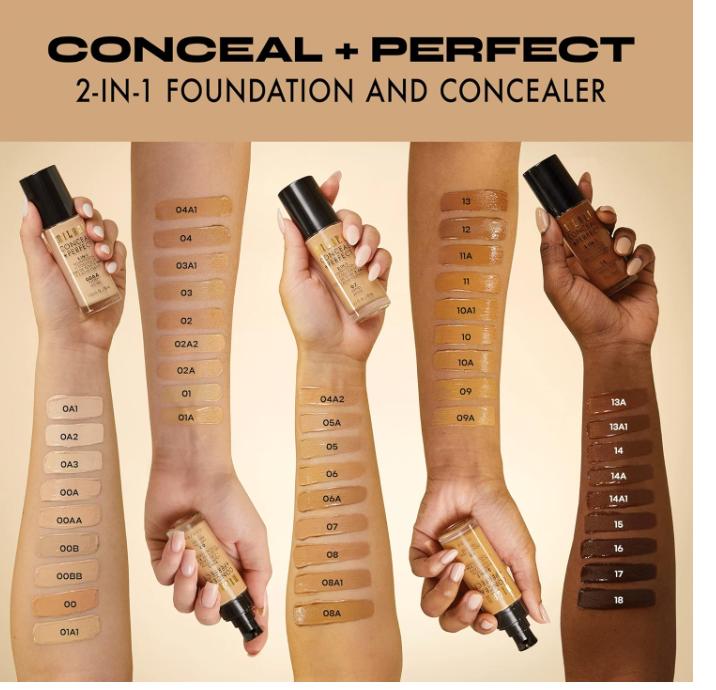 Milani Conceal + Perfect Liquid Foundation in Sand, 1 Fl. Oz.