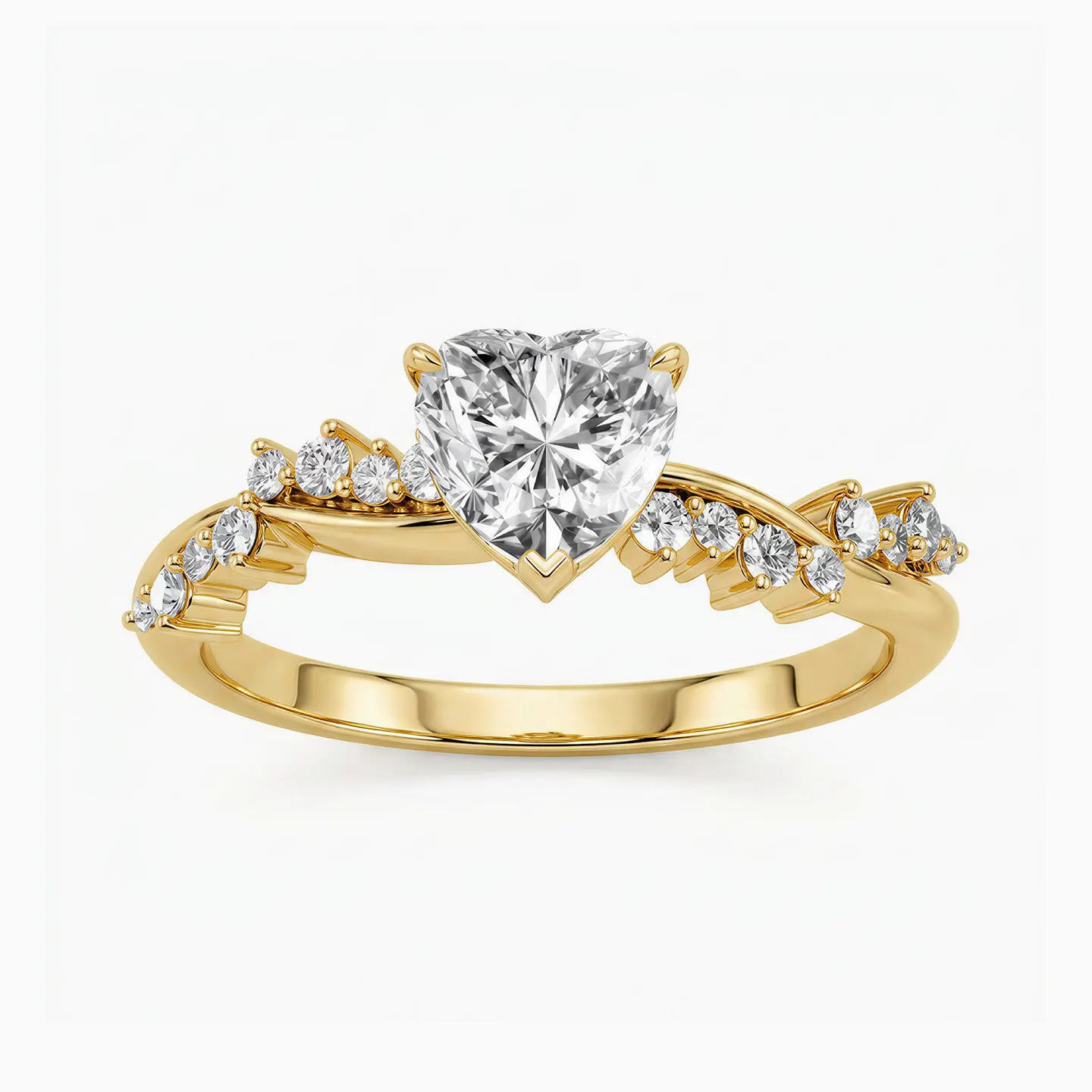 DARRY Twisted Band Heart Zirconia Promise Ring 18K Yellow Gold Plated Sterling Silver