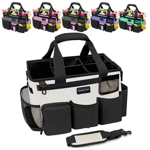 Multiple colors wear-resistant cleaning bags for cleaning cars cleaning tools storage bag with 5 foldable dividers storage bag durable shoulder strap