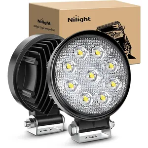 Nilight Led 2PCS 4.5" 27w 3000LM Round Flood Light Pod Off Road Fog Driving Roof Bar Bumper for Jeep,SUV Truck, Hunters