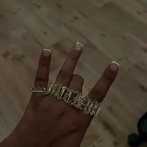 Old Fashion Big Name Ring in Brass with Gold Gold & Silver Plating Princess Cut Unisex Jewelry