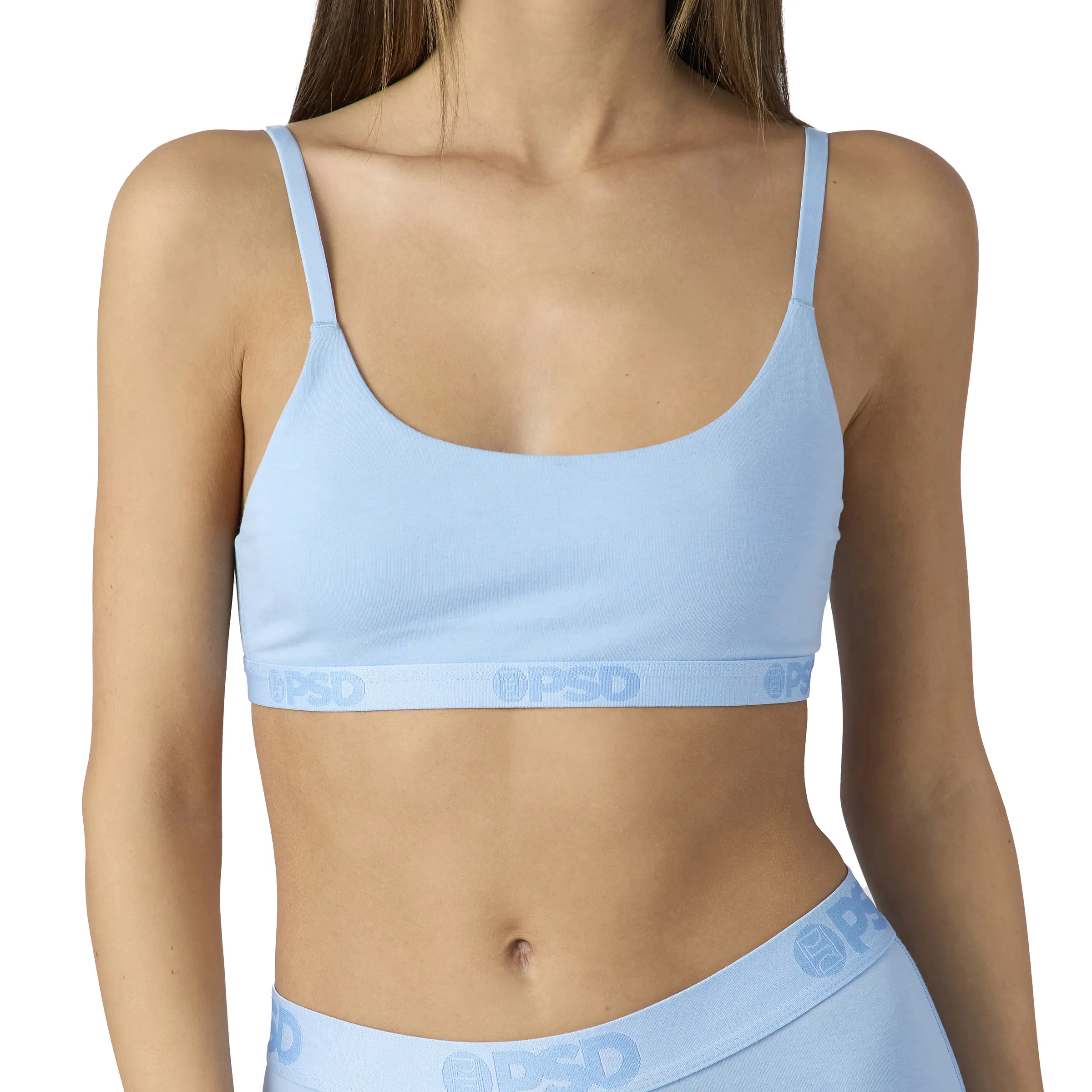 PSD Womens Baby Blue Solid Light Blue Scoop Bralette - Premium Modal Fabric Bralette with Adjustable Straps, Soft Comfortable and Cute Basic Womenswear Minimalist