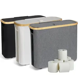 Wooden Bathroom Toilet Paper Holder with Lid, Holds 12 Rolls, Lightweight Foldable Bath Accessory, Perfect for Home Organization, Bathroom Organizing Accessories