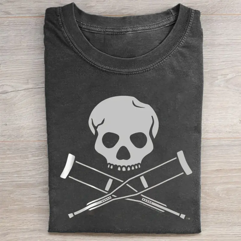 Jackass Skull And Crutches Graphic Shirt, Unisex Funny T-Shirt, Cool Fashion T-Shir,Funny GenX Shirts,Y2k Shirt,Oversize Shirt,Men Women Streetwear, Gift For Men Women, Apparel for Women Novelty Tees for Guys Black Menswear
