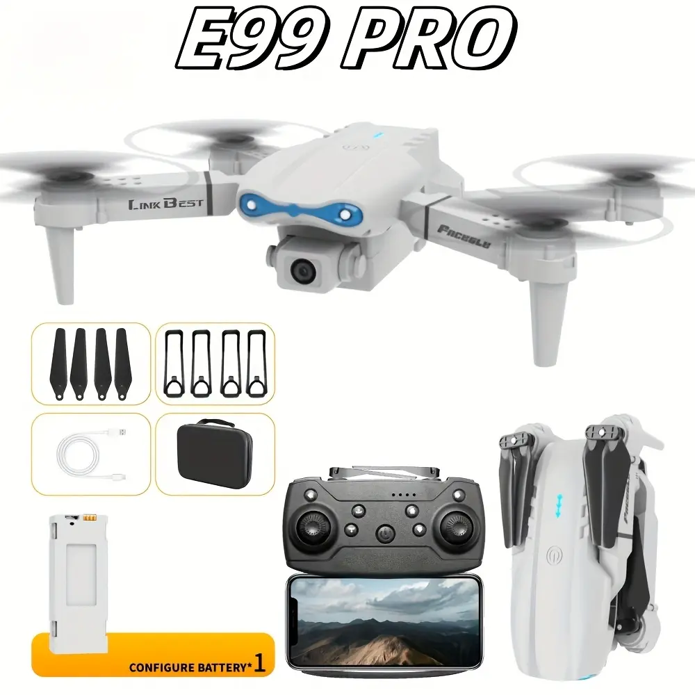 E99PRO foldable drone, dual camera, 360 ° Flip-over and optical flow hovering functions, suitable for aerial photography enthusiasts and outdoor adventurers, the convenient design allows you to capture exciting moments anytime, anywhere!