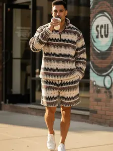 Men’s Heritage Teddy Tracksuit – Half-Zip Hoodie & Shorts | Soft Layering Fall & Winter Fashion 2025