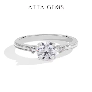 Women's 1.0ct D VVS1 Round Cut Synthetic Moissanite Solitaire Engagement Ring - Promise Ring, Fine Artificial Gemstone Jewelry for Anniversary, Daily Wear R229