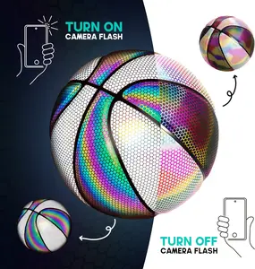 GlowBall Holographic Basketball Gifts for Boys & Girls, Glow in The Dark Children and Adults Luminous Basketball