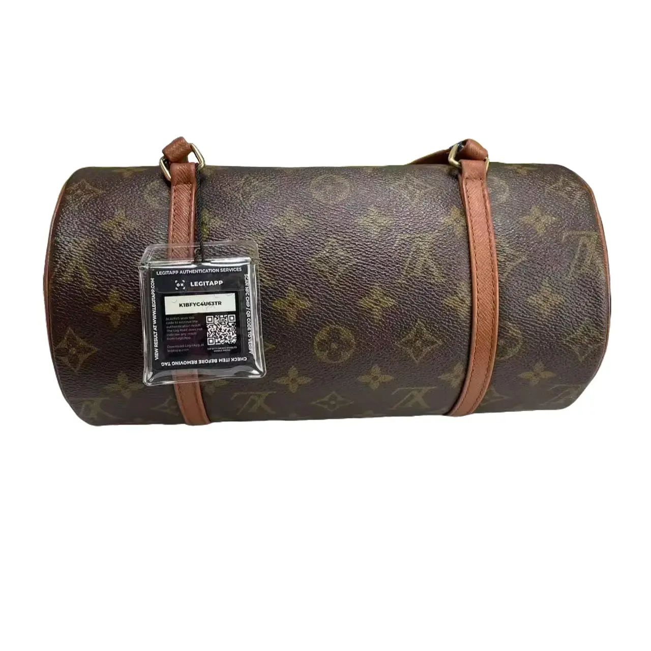 Pre-owned Louis Vuitton Vintage LV Papillon cylinder handbag with original monogram canvas and leather trims. Comes with LegitApp authentication tag.