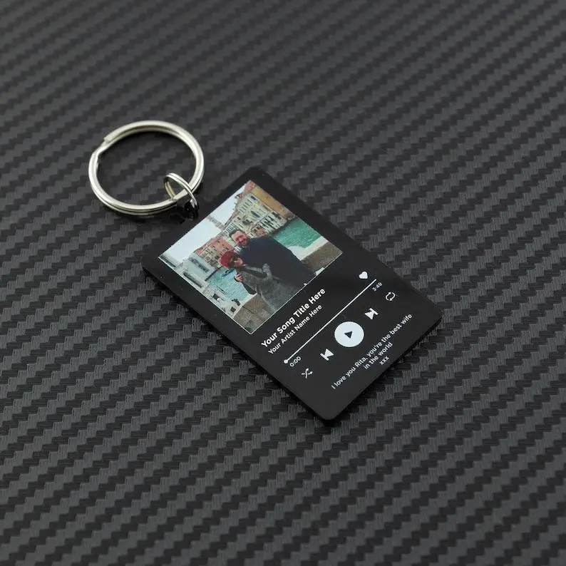 Song Keychain Personalised Album Style Keyring Music Boyfriend Girlfriend Valentines Music Love Birthday Wedding Christmas