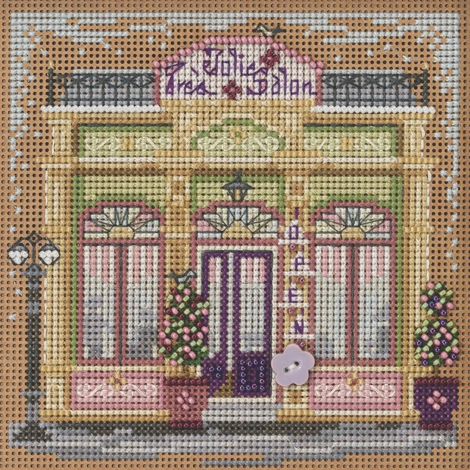 Mill Hill Glass Bead Cross Stitch Crafting Kit - Tres Jolie Main Street, Ideal for 9+ Age New Hobby Enthusiasts