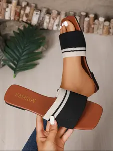 Fashionable Women's Striped Slides, Comfortable Summer Sandals for Beach Holidays, Ideal for Work and Casual Wear