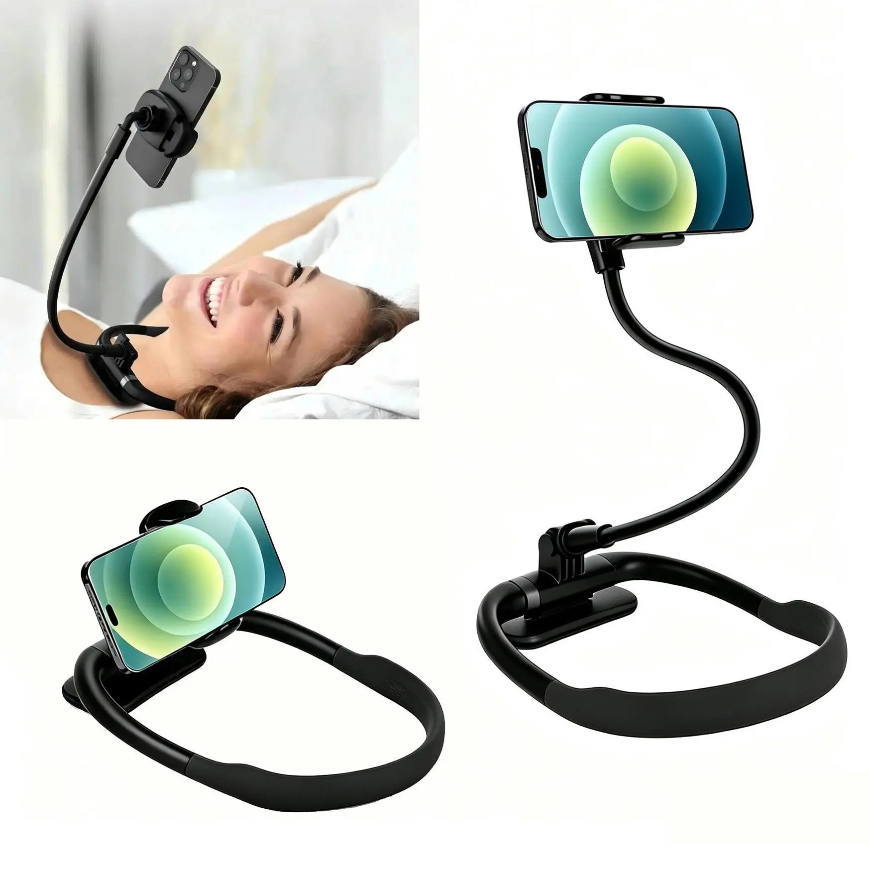 Neck & Desktop Phone Mount with Magnetic Detachable Neck Band – POV Vlog Holder for iPhone 16/15/14/13, Android Smartphones