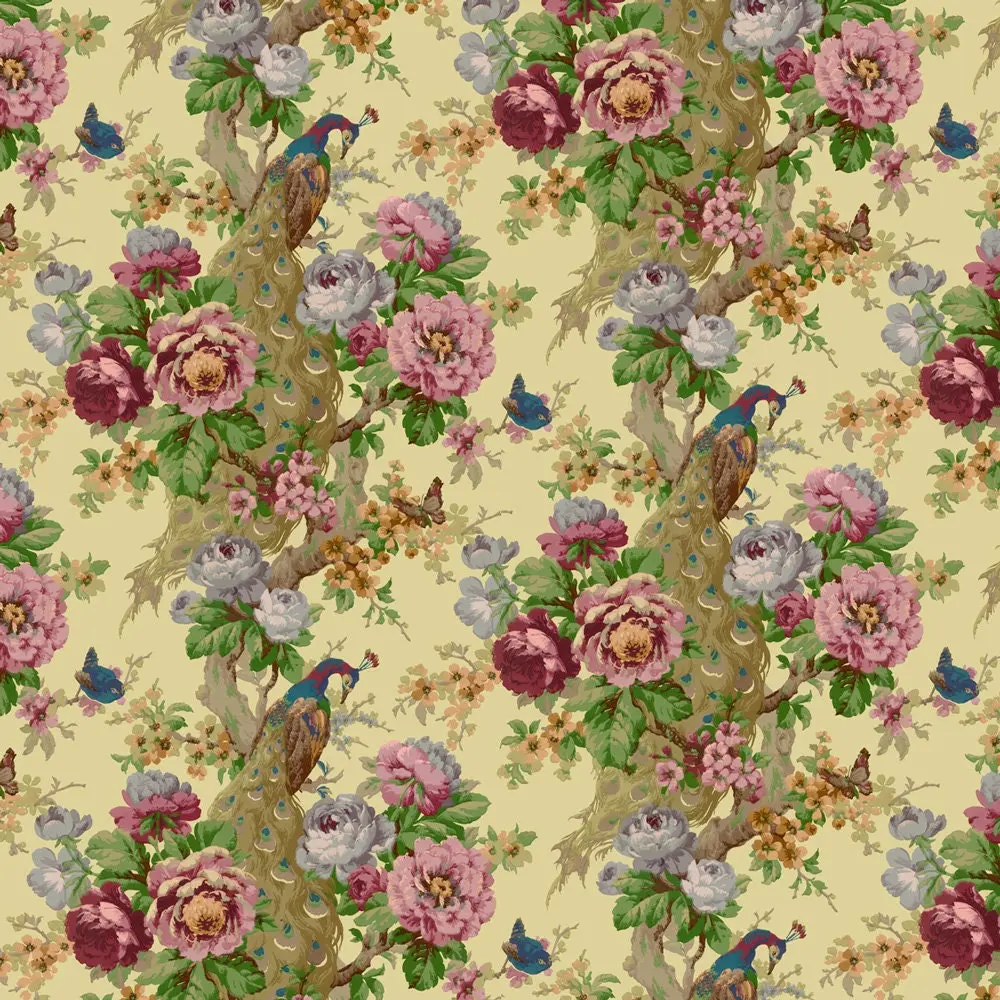 Dollhouse Wallpaper Peacock and Rose Floral Bradbury & Bradbury 1:12 Scale