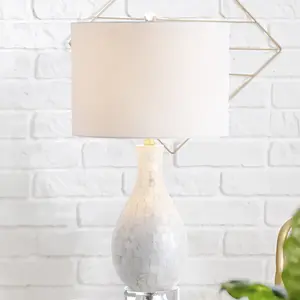 JONATHAN Y Josephine Seashell LED Table Lamp Dimmable Warm White Home Decor Light with 60" Silk-Wrapped Cord & 9W Eco-Friendly LED Bulb Included