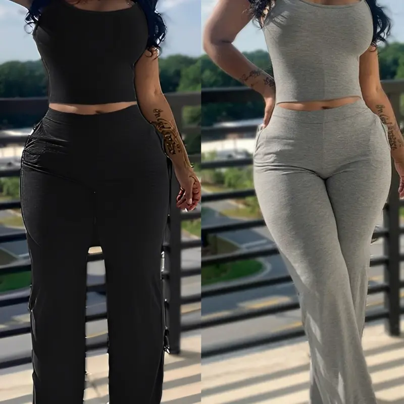 Women's Plain Fitted Knit Cropped Tank Top, Casual Sleeveless Design, All-Season Wear, Perfect for Everyday & Stylish Looks, Pockets, Minimalist, Style, Casual Flattering Sleeveless