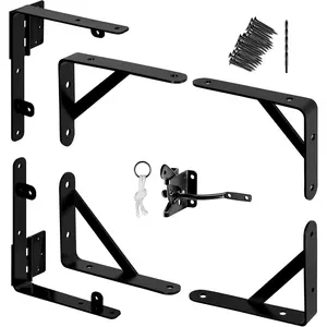 Heavy Duty Anti Sag Gate Kit - Gate Latch, Corner Bracket, Gate Hinges Steel No Sag Brace for Wooden Fences, Doors, Driveway, Corral Gates, Wood Windows