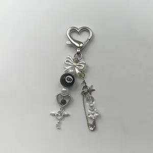 Cute Bow & Heart & Key Design Phone Chain Fashionable Phone Lanyard, Portable Phone Strap, Phone Strap Holder, Phone Wrist Strap for Women & Girls, Mobile Phone Accessories, Charms