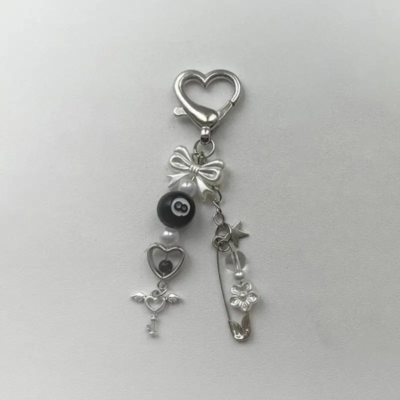 Cute Bow & Heart & Key Design Phone Chain Fashionable Cell Phone Lanyard, Portable Phone Strap, Phone Strap Holder, Phone Wrist Strap for Women & Girls, Mobile Phone Accessories, Charms, Phone Chain Wristlet