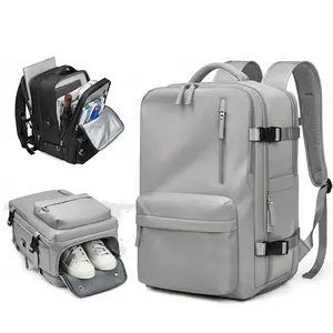 1pc Backpack, Independent Shoe Bag & Laptop Compartment, USB Charging Port, Expandable Design, Water Resistant Fabric, Thick Sponge Back Pad, Comfort Daily Knapsack for Outdoor Travel Office Commute