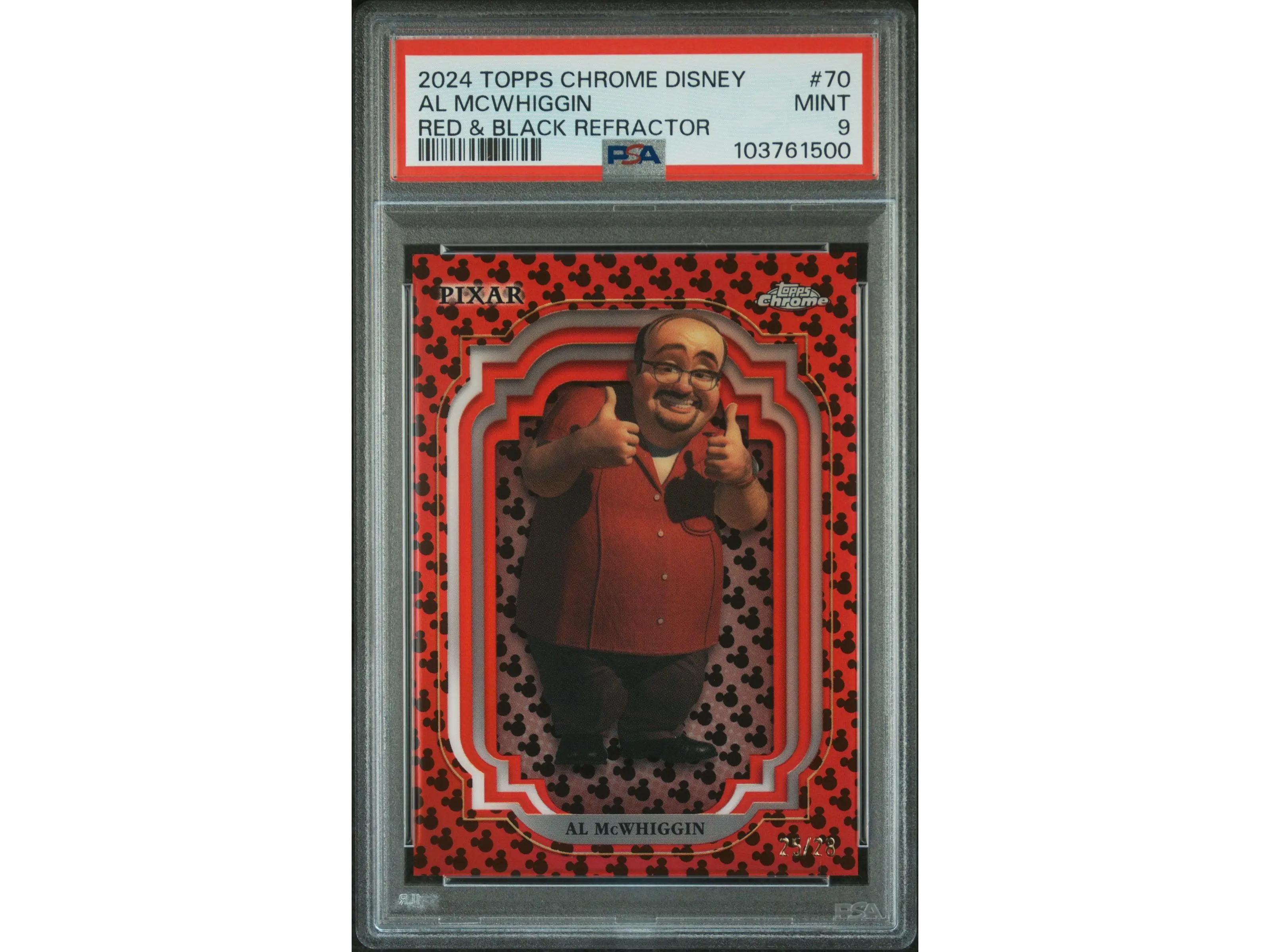 2024 Topps Chrome Disney Red & Black Refractor Al Mcwhiggin #70 /28 PSA 9