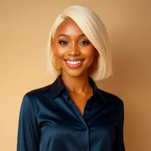 Wear N Go Platinum Blonde Bob Wig 10-12" 5x5 Pre-Cut HD Lace Glueless Wig with Swiss HD Lace & Pre-Plucked Natural Hairline for Effortless Elegance