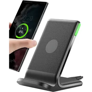 F-CGR10 Wireless Charger, 15W Fast Qi Certified Wireless Charging Station with Sleep-Friendly Adaptive Light Compatible with iPhone 16 15 14 13 Pro XS 8 Plus Samsung Galaxy S25 S24 S23 Note 20 Google etc