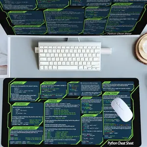 Python Cheat Sheet Desk Mat Gaming Mouse Pad XXL Extended Mouse Pad for Laptop Large Mouse Pad for Desk with Non-Slip Rubber Base Stitched Edges Surface for PC Gamers Office Workers & Home Use