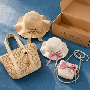 Mommy & Me Matching Straw Hat & Tote Bag Set, Parent-Child Handwoven Summer Beach Hat with Shoulder Bag for Vacation, Picnic, Travel & Daily Outfits. woman fashion accessory summerwins
