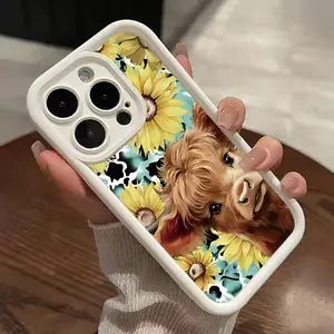 Cute Highland Cow Pattern TPU Phone Case for iPhone 16 15 14 Pro Max 13 12 11 Plus Shockproof Full Camera Protection Durable slim Silicone Cover Cellphone Protective Smartphone Casing