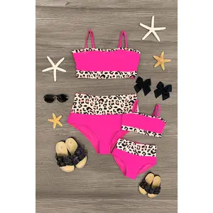 Mom & Me - Hot Pink Leopard Bandeau Bikini