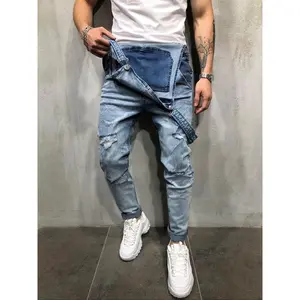 Men's Plain  Button Denim Overalls, Casual Comfy Ripped Pocket Overalls for Daily Wear, Men's Overalls for All SeasonsRAIMENTRY