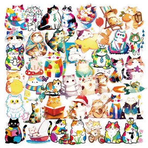 56pcs Cute Cartoon Pet Colorful Cat Transparent Pet Stickers, DIY Creative Decals for Luggage, Phone Cases, Laptop, Helmet, Skateboard