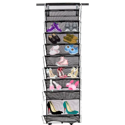 Origami 10-Tier Heavy Duty Over the Door Organizer Rack - Closet Kitchen Pantry, Bathroom, Closet Foldable Shoe