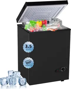 Deep Freezer 3.5 Cu.Ft, Chest Freezer with Removable Basket, Small Freezer with 6 Levels Adjustable Temperature, Quiet Mini Freezer for Home/Kitchen/Office/Garage/Bar (Black)