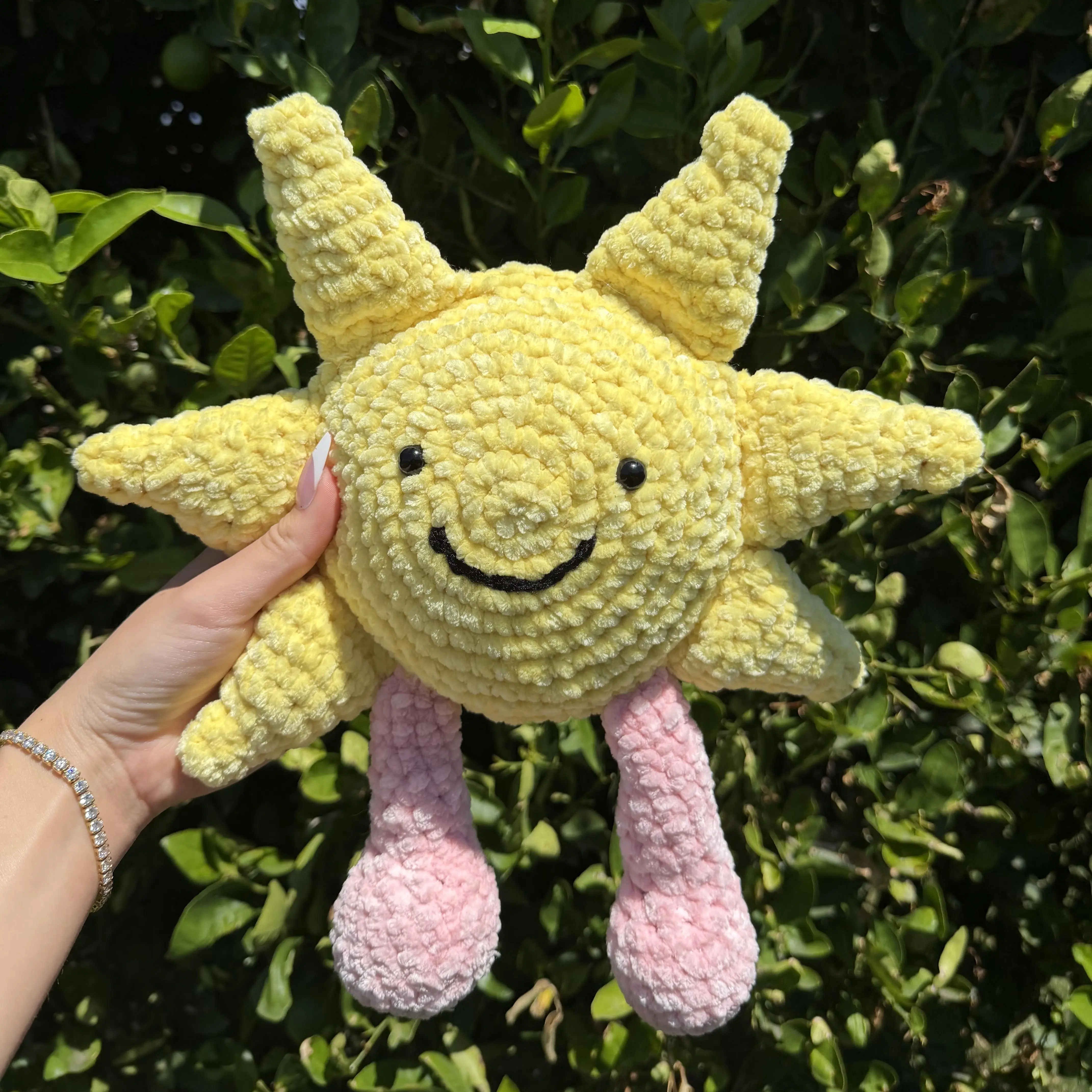 Crochet Sun Plushie - Adorable Handmade Craft with Soft Material and Cute Design, Perfect for Decor or Gift